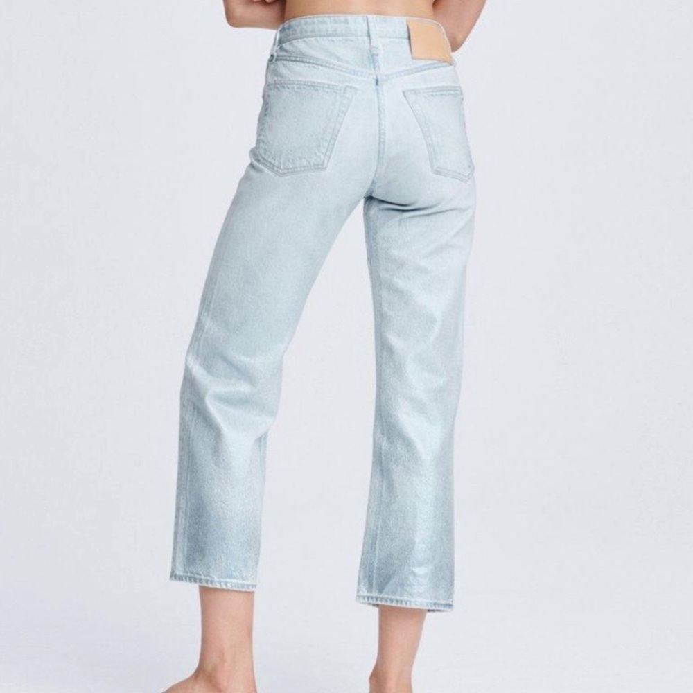 RAG & BONE Maya High-Rise Ankle Straight Jeans In Raven Foil - Picture 7 of 10